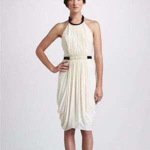 Rag & Bone Belted Draped Dress in Bone & Black
